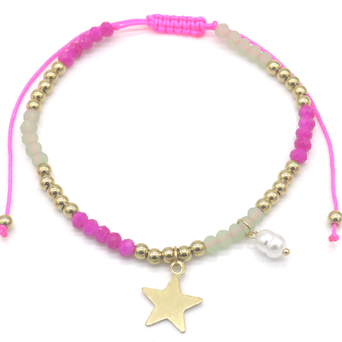 G-C16.3  ANK103-015-5 Anklet S. Steel Glassbeads