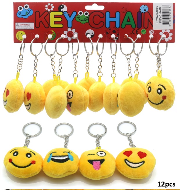 T-N2.2 KY940-006 Plush Keychain Smiley - 12pcs
