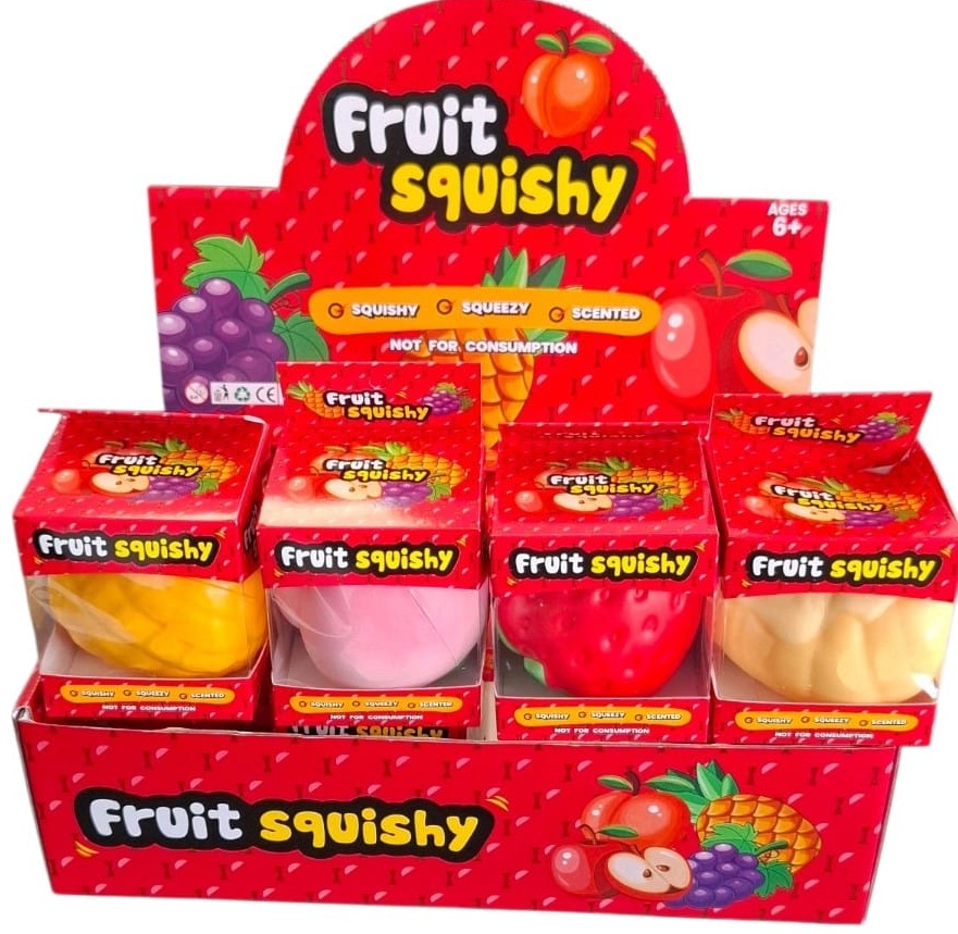 Z-F5.1 TOY2619-100 Slow Rise Squishy Mixed Fruits 8x8cm- 12pcs