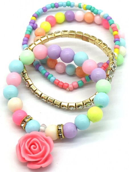 B-E10.1 B624-005 Bracelet Sets For Kids Flower 4pcs