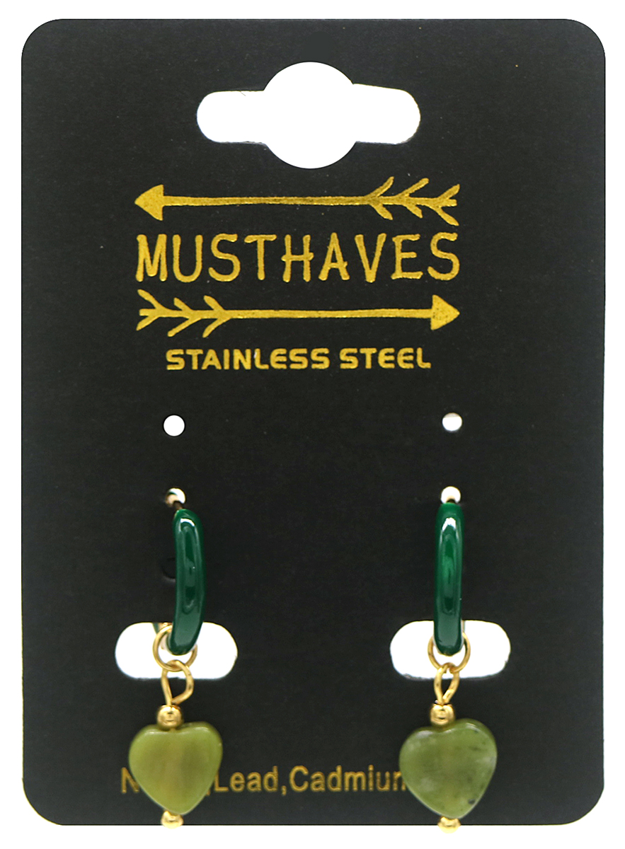 C-E18.4 E2142-031G S. Steel Earrings 1x2.5cm Southern Jade
