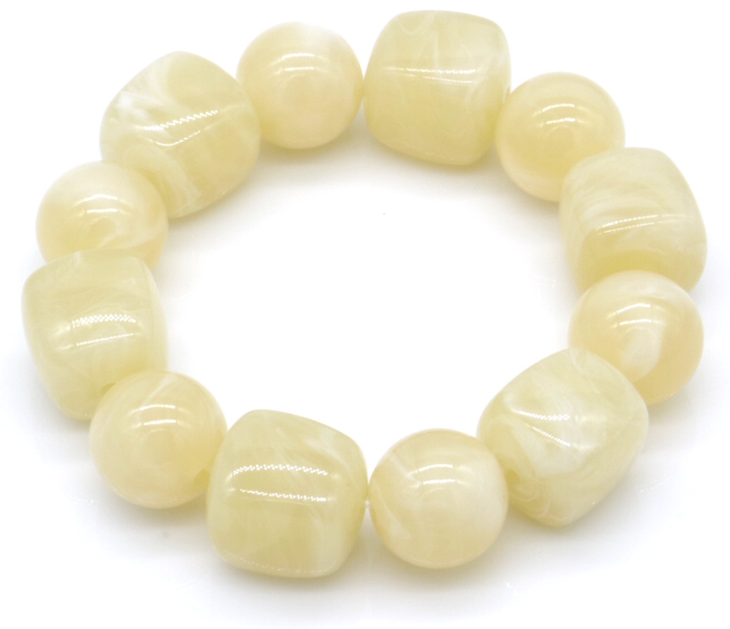 G-B8.3 B2582-019-3 Elastic Bracelet Acrylic Beads Beige