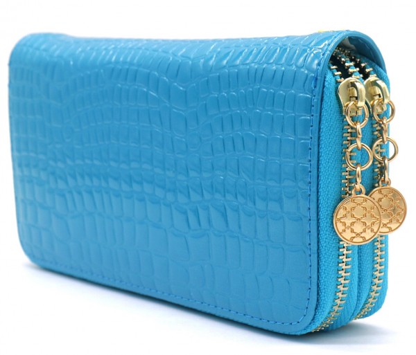 T-H7.1 WA004-008 PU Wallet Croco 19x10x3.5cm Blue