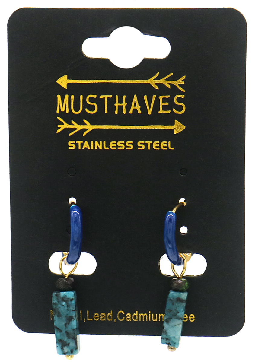 C-E20.1 E2142-027G S. Steel Earrings 1x2.5cm Blue Gneiss