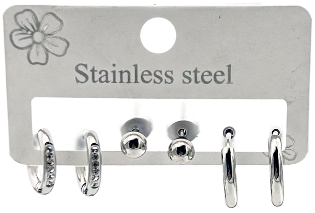 G-D4.3 E1131-020S S. Steel Earrings Set - 3 Pair