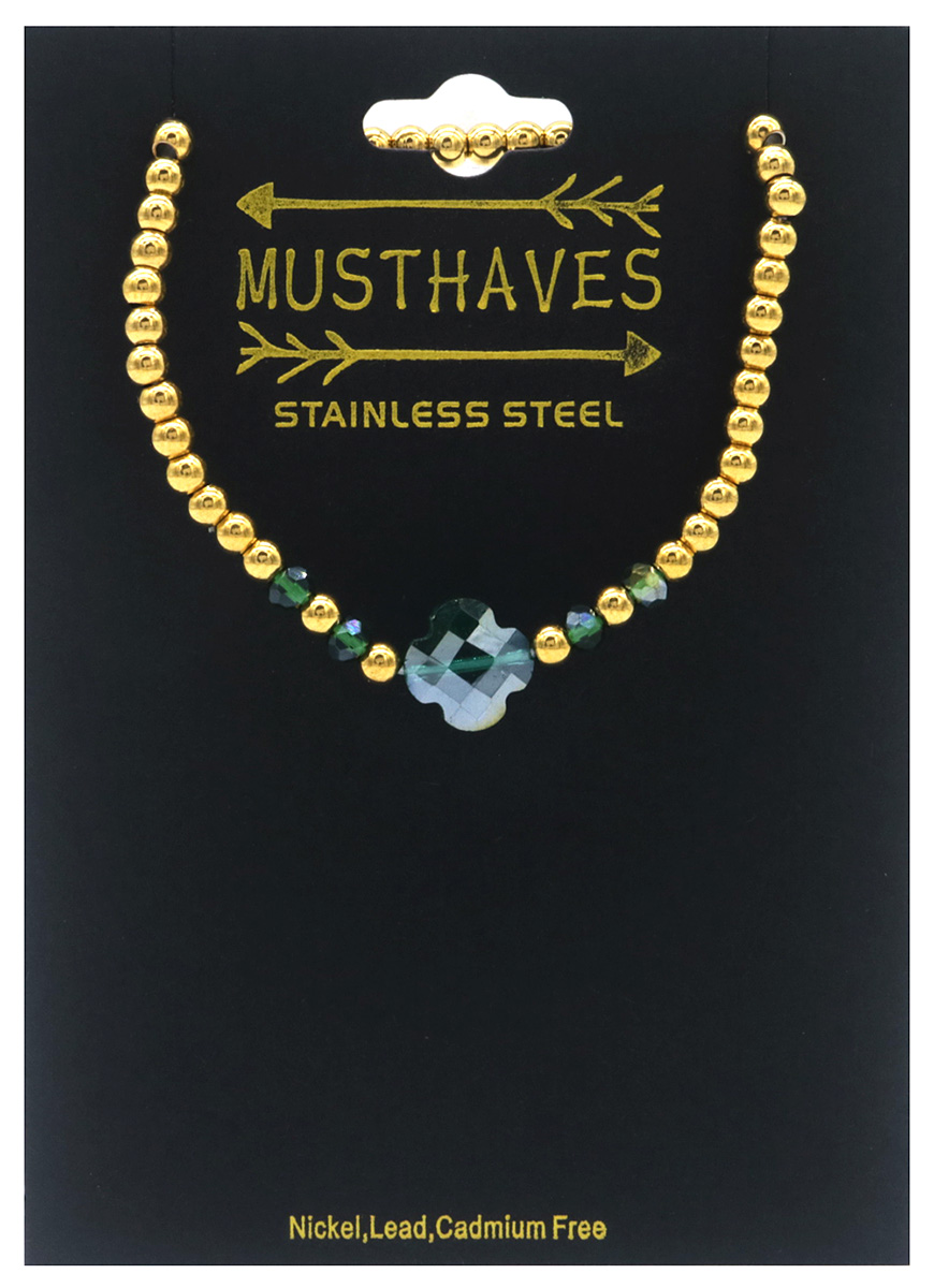 E-C17.3 B100-002-2 S. Steel Bracelet Glassbeads