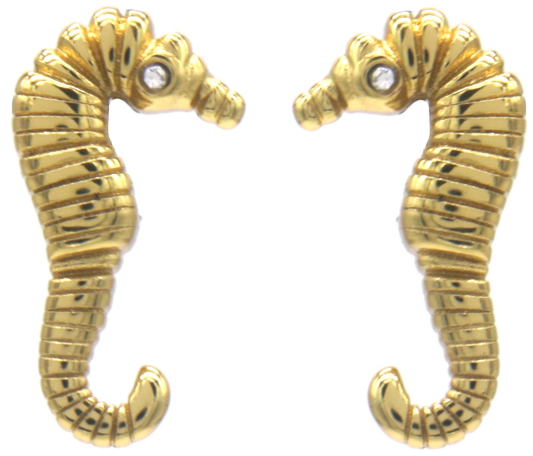 G-A17.3 E2539-037G S. Steel Earrings Seahorse 2.5cm