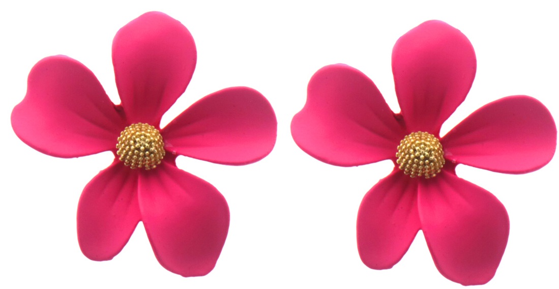 G-F9.2  E002-008-4 Earrings Flower 3cm