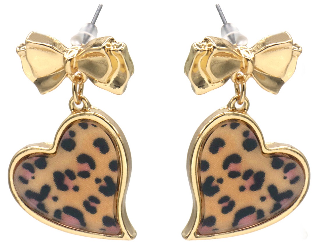 H-A17.2 E2591-162G Fashion Earrings Hearts Leopard 3.5cm