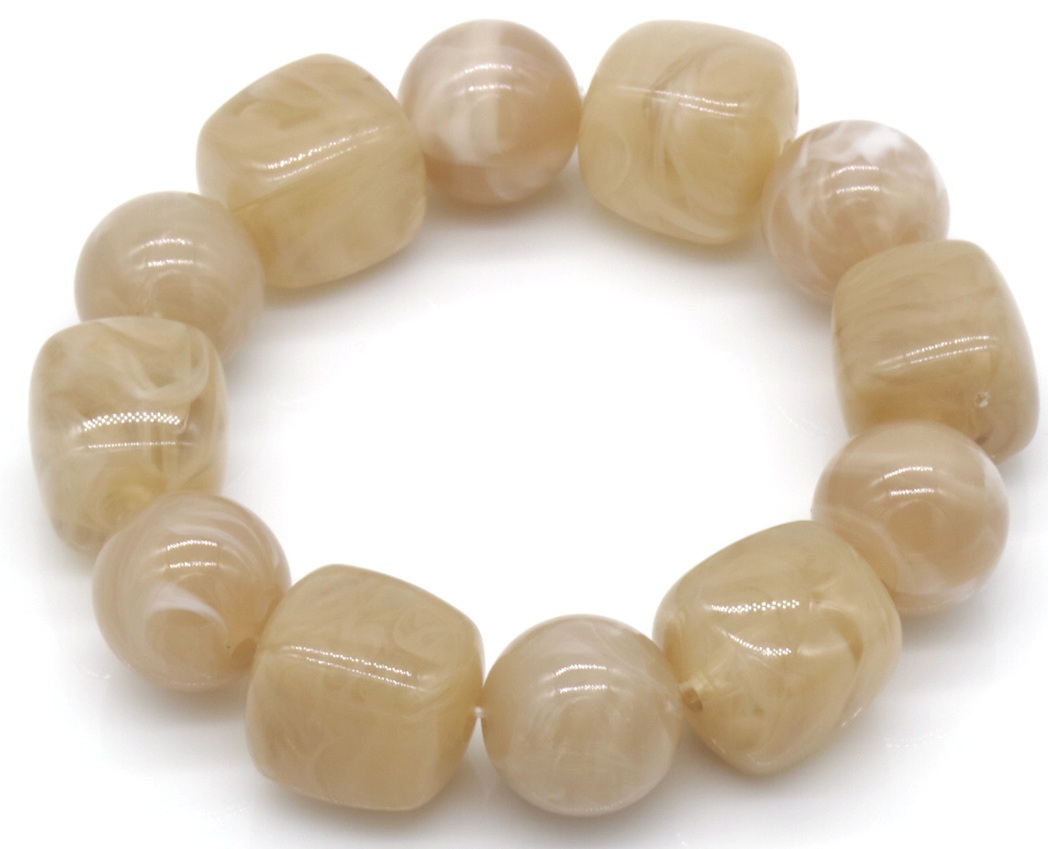 H-F23.1 B2582-019-6 Elastic Bracelet Acrylic Beads Brown