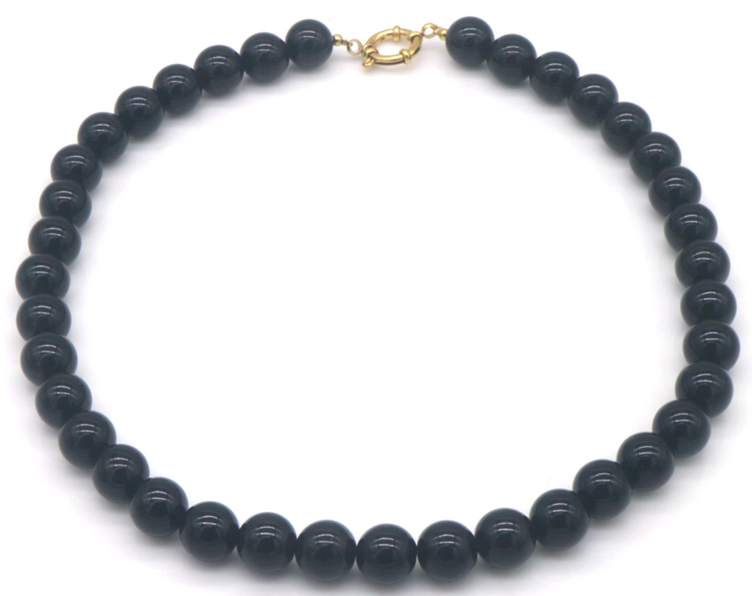 G-A14.1 N1036-015-35 S. Steel Necklace 45cm Beads Black