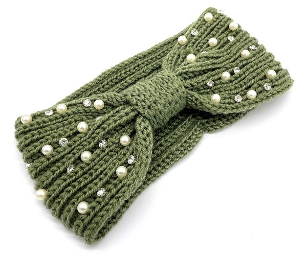 X-M6.1  H401-077 Headband Pearls Green