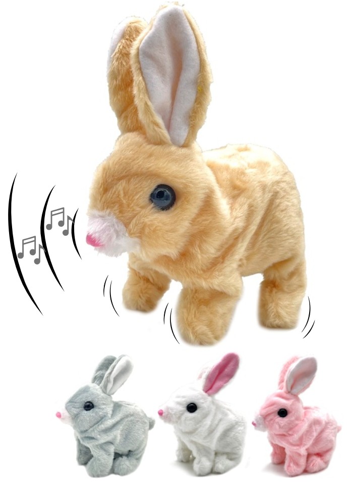 L-C8.2 TOY1149-001 Walking Rabbit 15cm Movement and Sound - Mixed Colors - 1pc