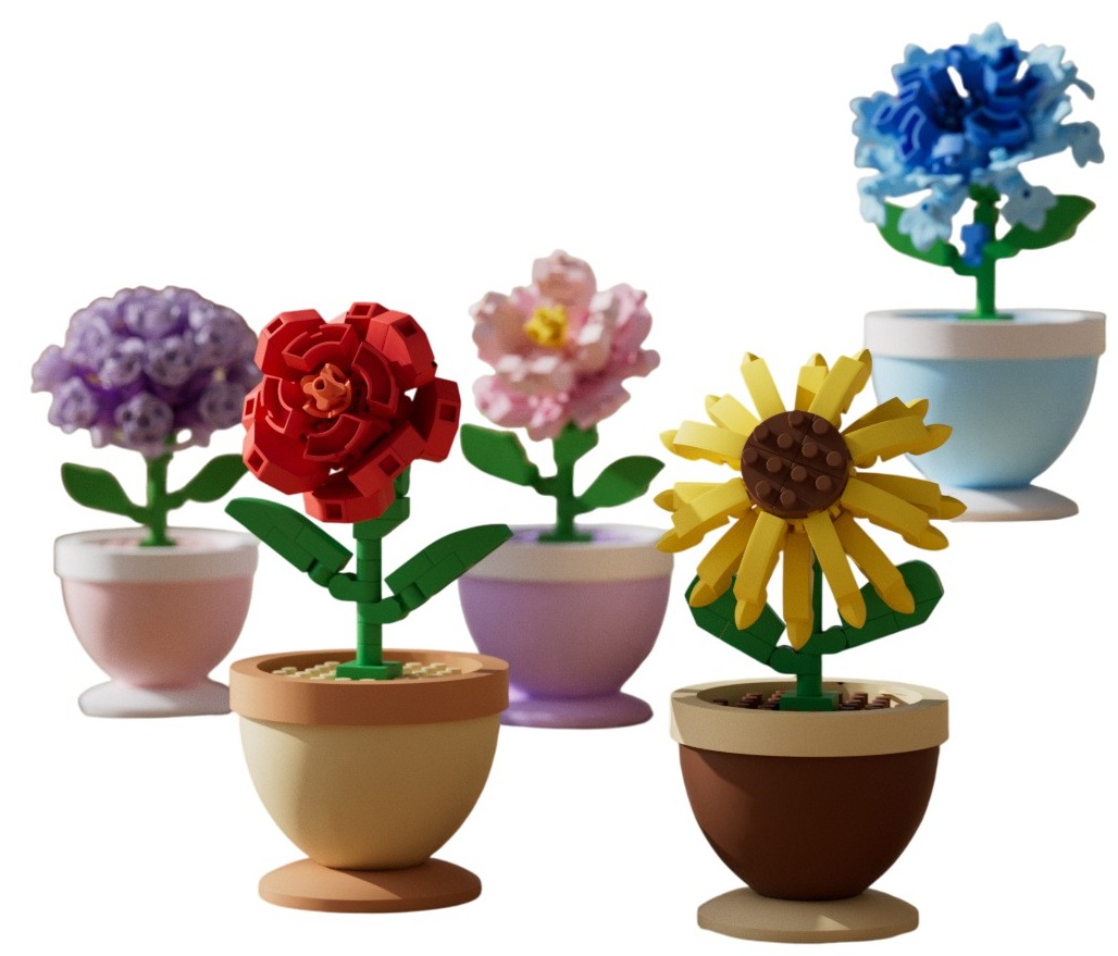 Q-C6.1  S20 Mini Building Blocks Flowers- 6pcs
