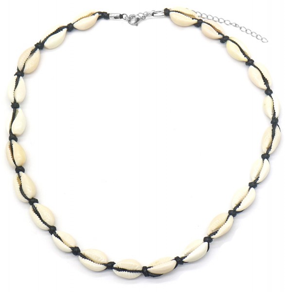 F-A12.1 N2001-010 Necklace Shells 36-44cm Black