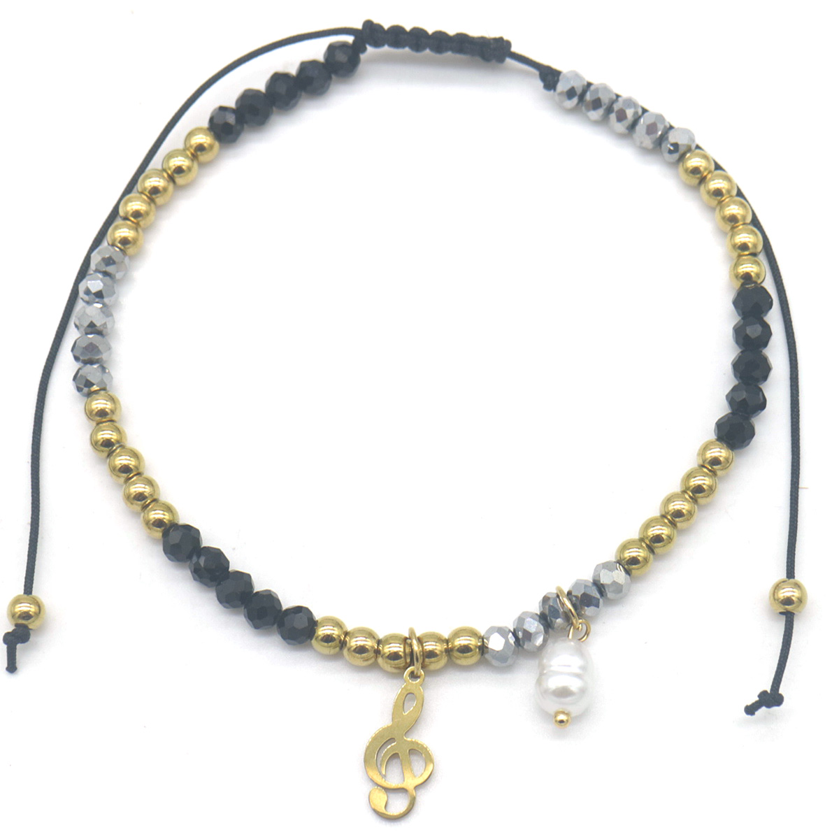 G-D15.3 ANK103-015-1 Anklet S. Steel Glassbeads 