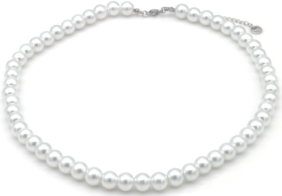 B-A25.2 N1034-006-2 Necklace 8mm Glasspearls 40-45cm White