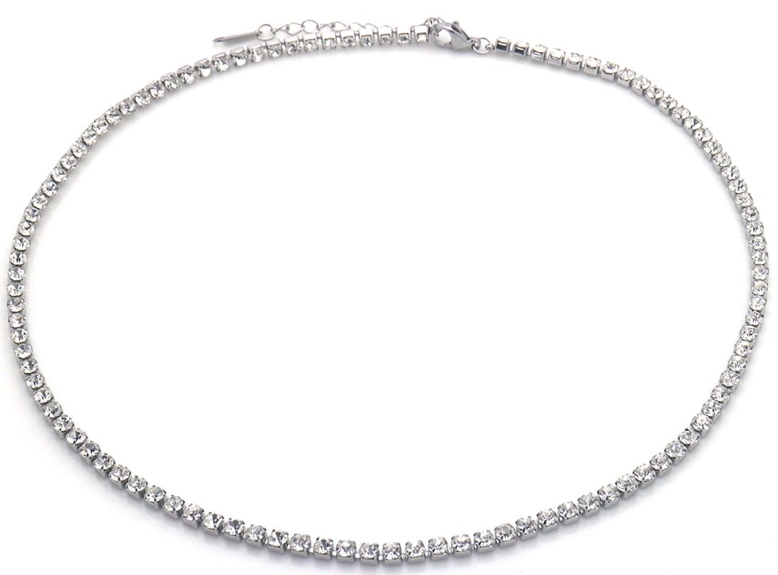 H-E10.1 N091-123S S. Steel Necklace Crystals