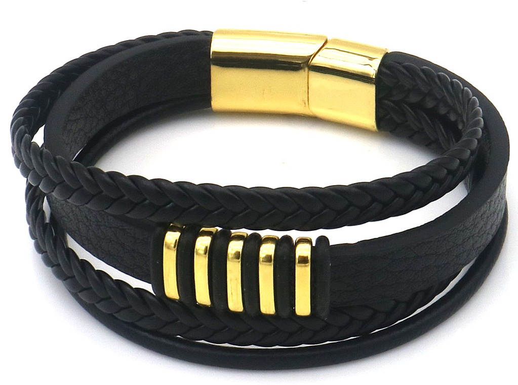 D-C7.1 B25104-006-1 PU Bracelet 21cm Black-Gold