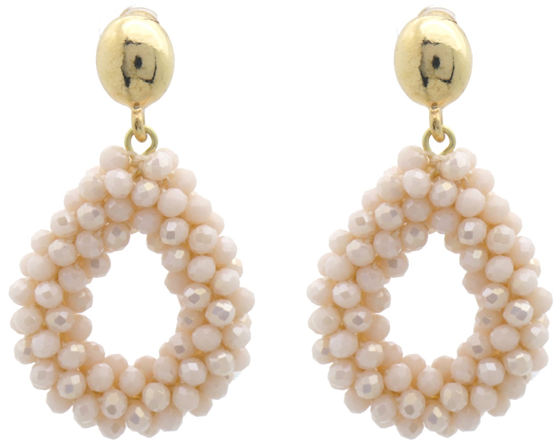 G-C25.2 E007-058-2 Faceted Glass Earrings 4.5x2.8cm