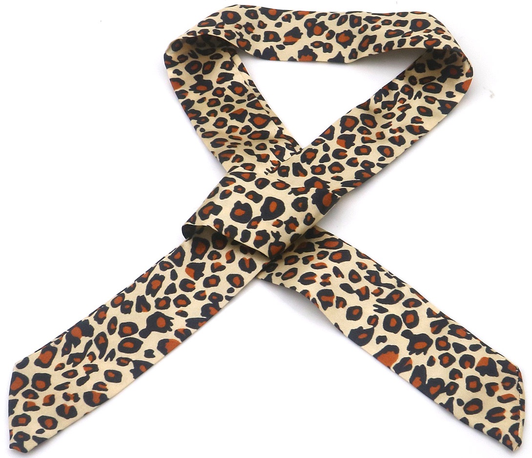 G-B16.2 H1130-001-18 Hair Ribbon Leopard 85x3.5cm Gold