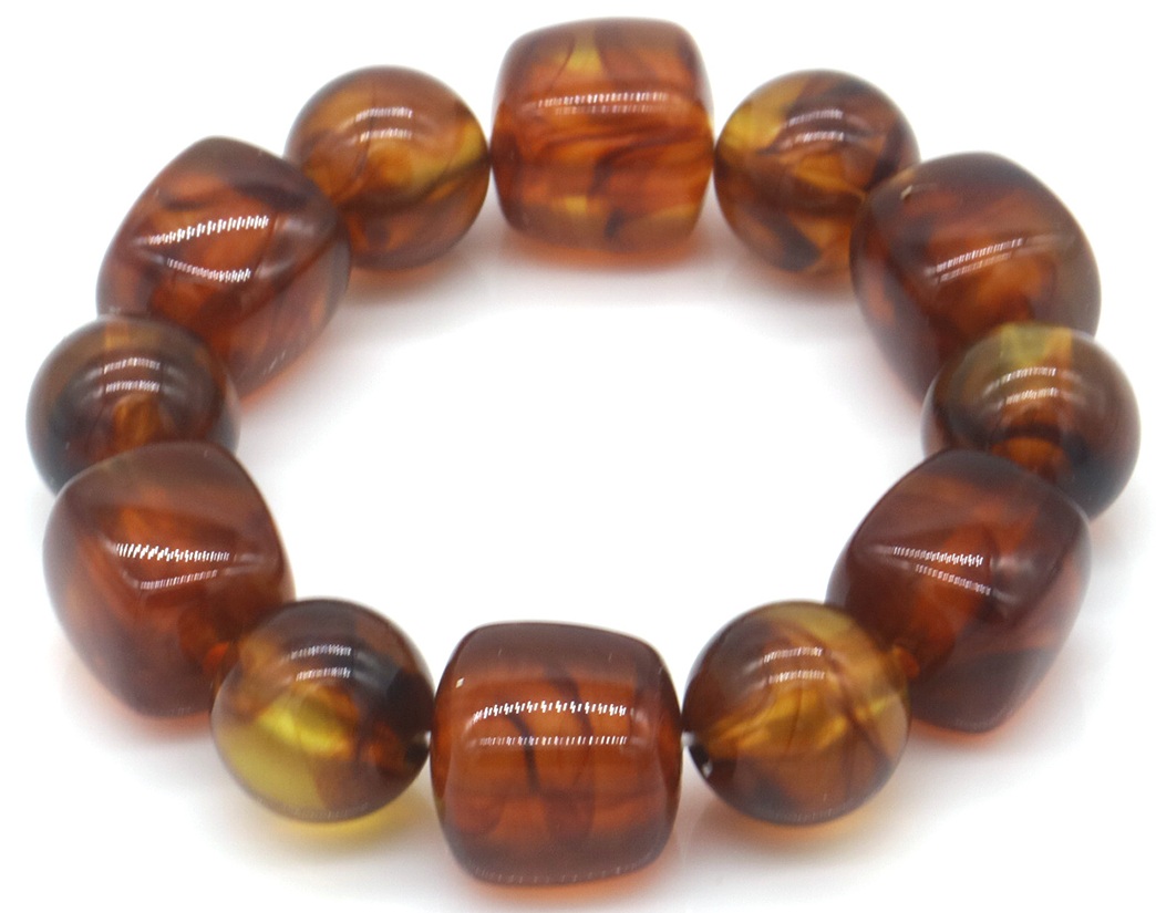 G-F21.2 B2582-019-5 Elastic Bracelet Acrylic Beads Brown