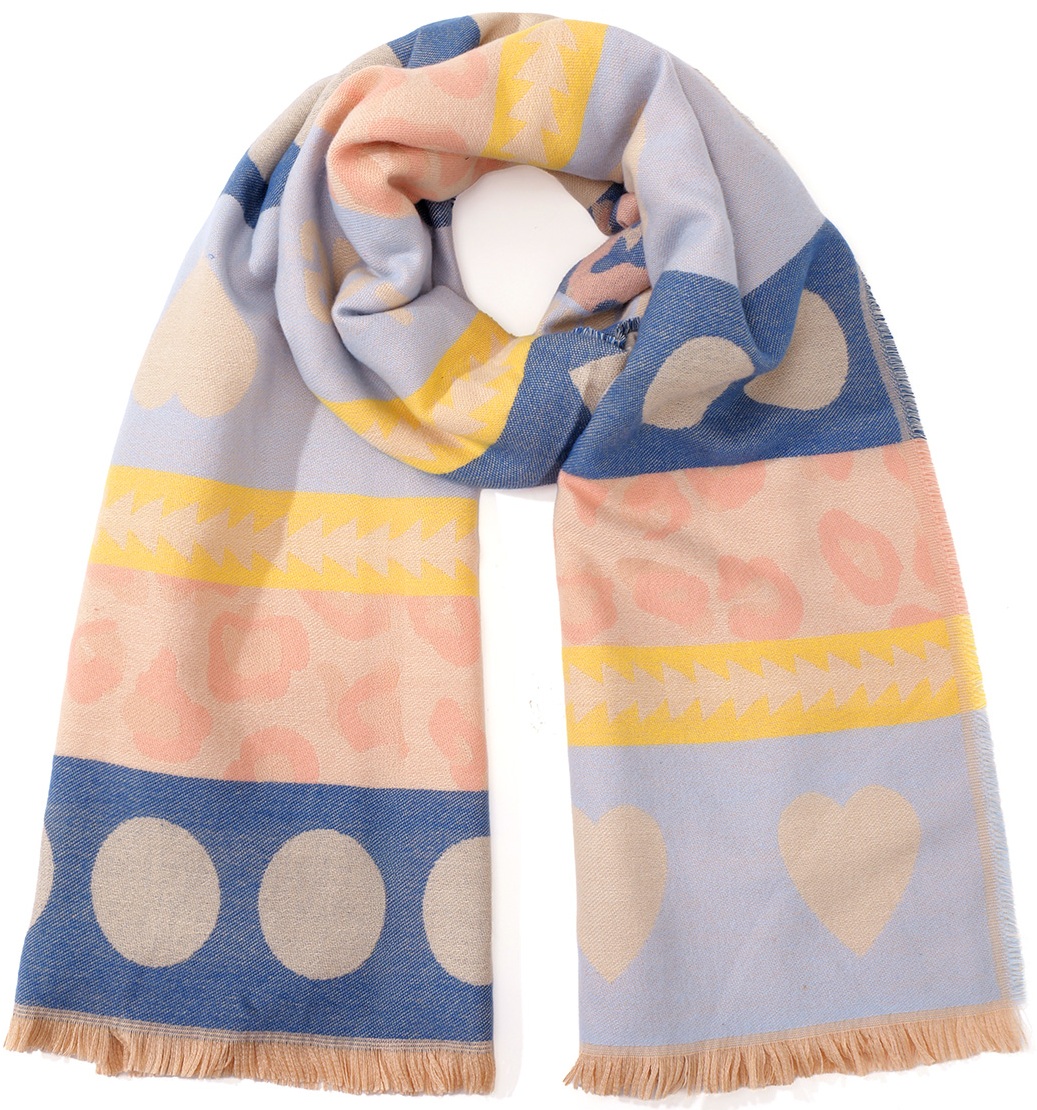 Q-B7.2 SCARF1008-001-1 Scarf Leopard - Hearts 180x70cm