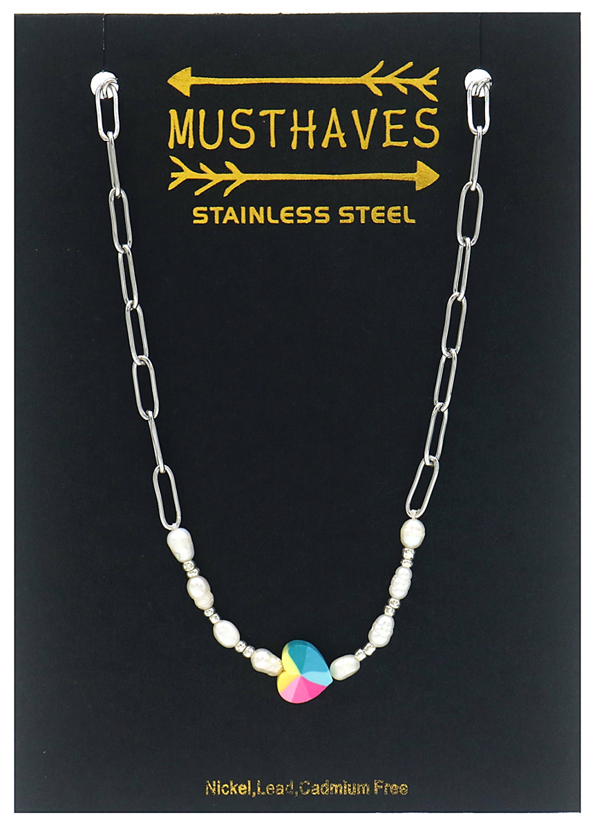 H-E18.3 N2126-022S S. Steel Necklace Heart Silver