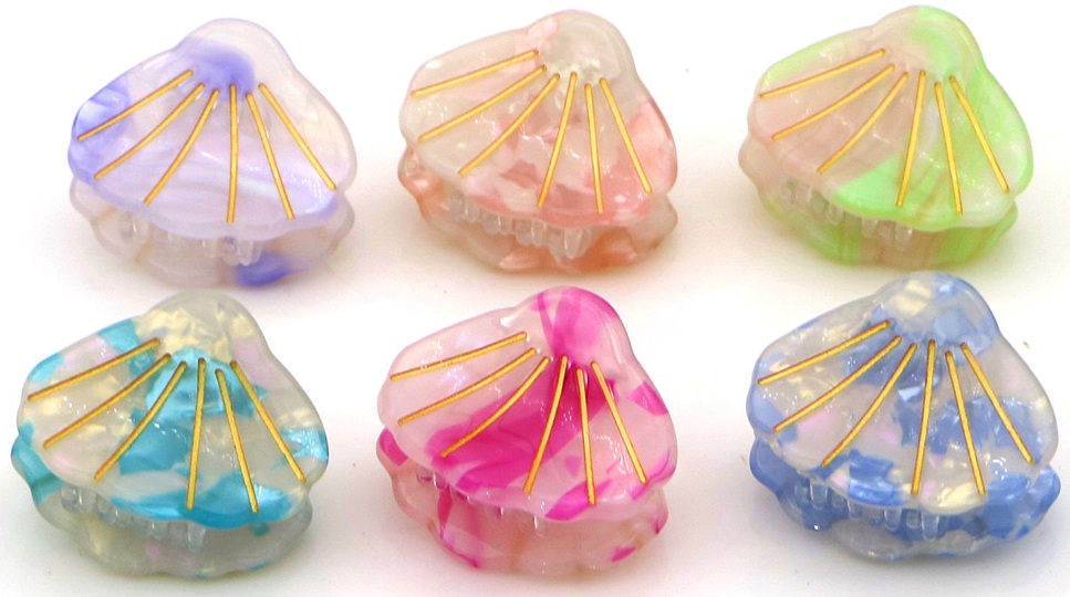 Q-B6.1  H1126-009 Hair Clips Shells 3cm - 6pcs