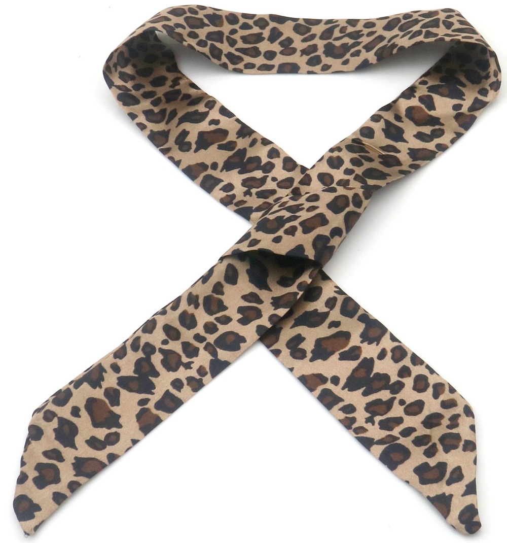 F-F15.1  H1130-001-15 Hair Ribbon Leopard 85x3.5cm Brown