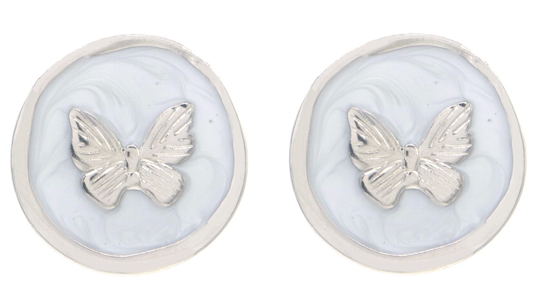 F-D5.5 E1033-001S S. Steel Earrings Butterfly 2.5cm