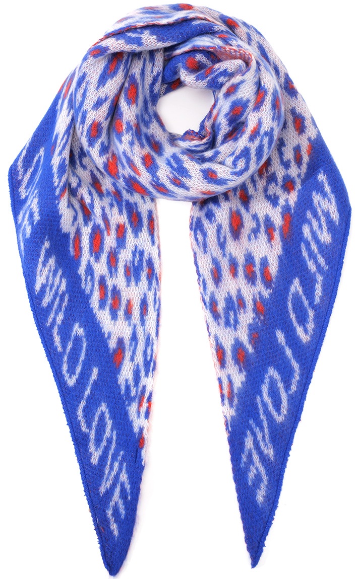 Y-A2.2 SCARF1007-003-4 Triangle Scarf Leopard 190x70cm Blue