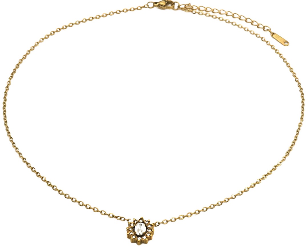 G-F22.2  N2591-035G S. Steel Necklace Crystals 40-45cm