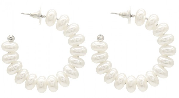 E-B2.3 E1631-053D Earrings with pearls 4.5cm Silver-White
