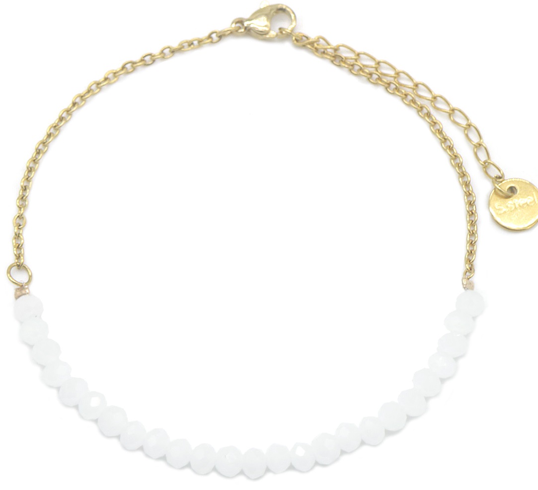 E-D3.3 ANK103-005 S. Steel Anklet Glassbeads