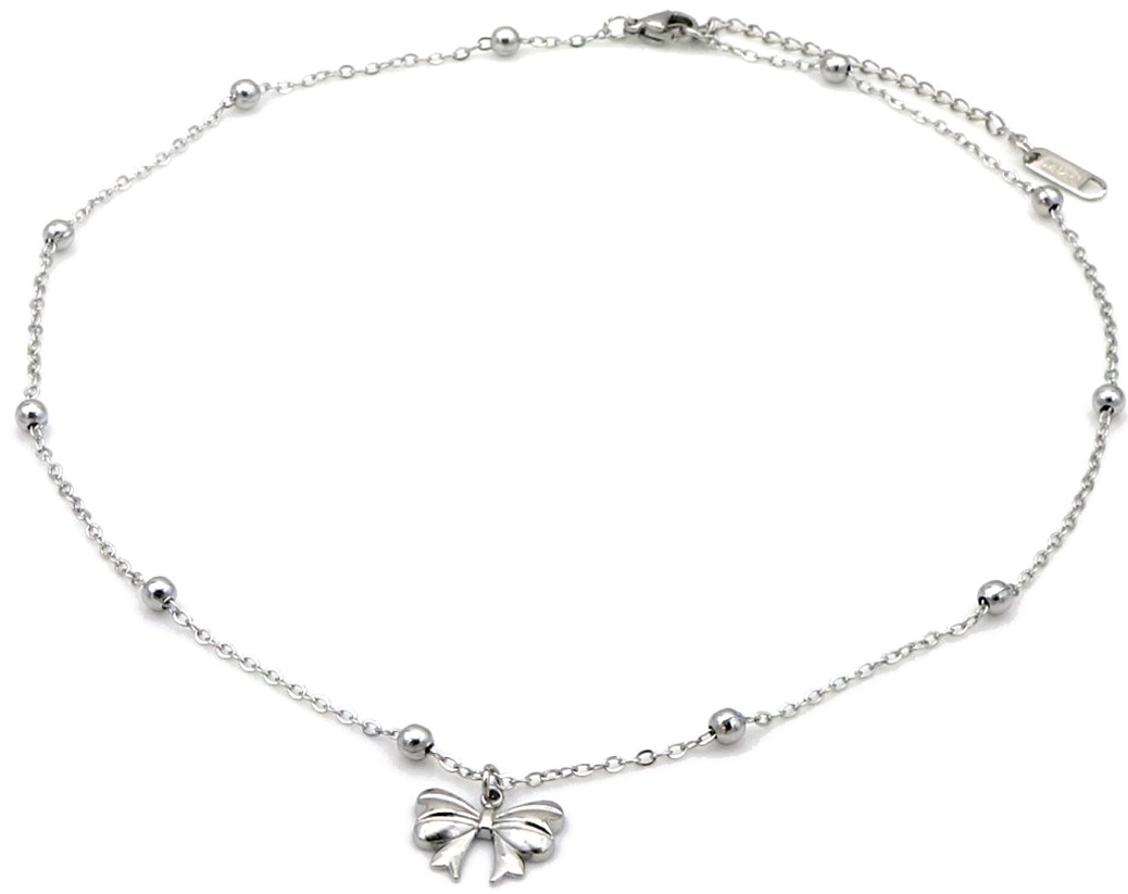 B-B10.2 N1141-002S S. Steel Necklace Bow 40-45cm