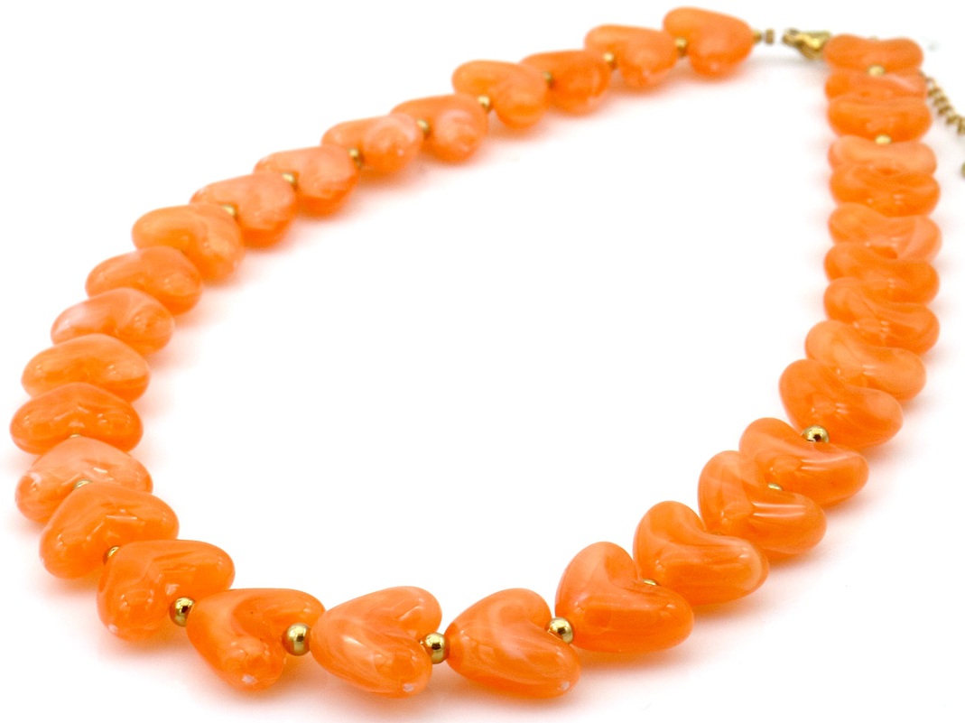 G-A16.2 N1144-009-1 S. Steel Necklace Hearts 40-45cm Orange