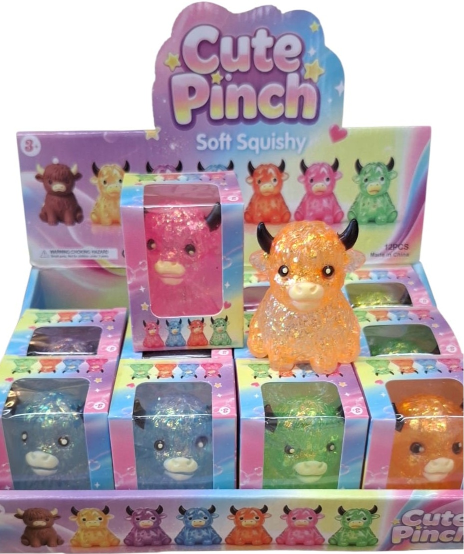 T-A7.2 TOY2610-289 Sugar Squishy Highland Cow Glitter - 12pcs