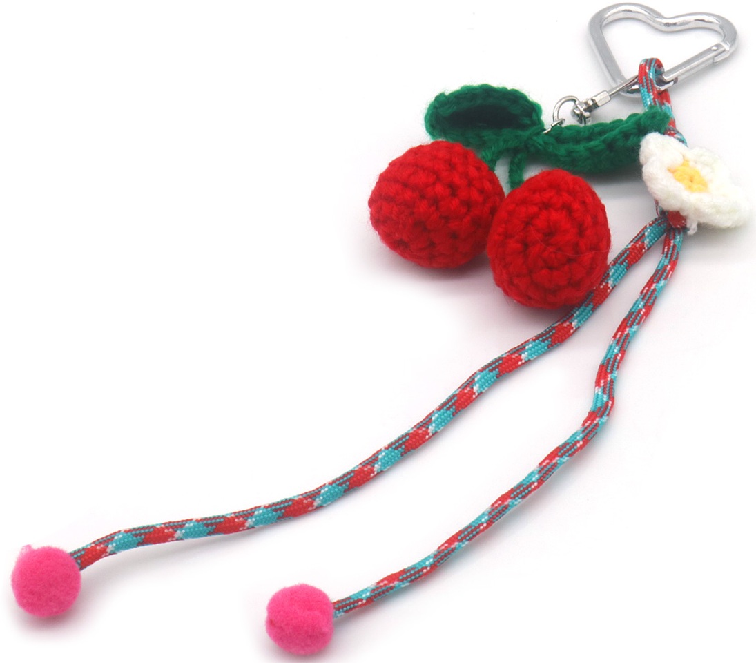 X-G5.1 KEY1025-002 Keychain Bagcharm Knitted Cherries
