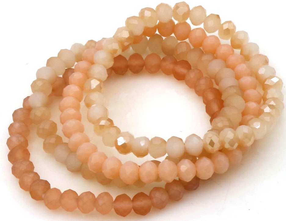 F-A6.2 B2565-001-13 Faceted Glass Bracelets 6mm - Set 4pcs Salmon Pink