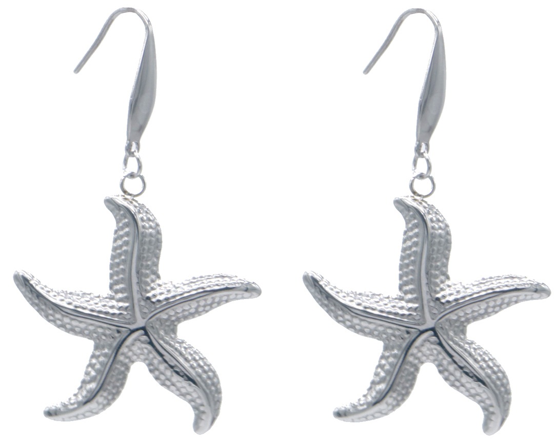 B-D18.4 E1033-009S S. Steel Earrings Starfish 5cm