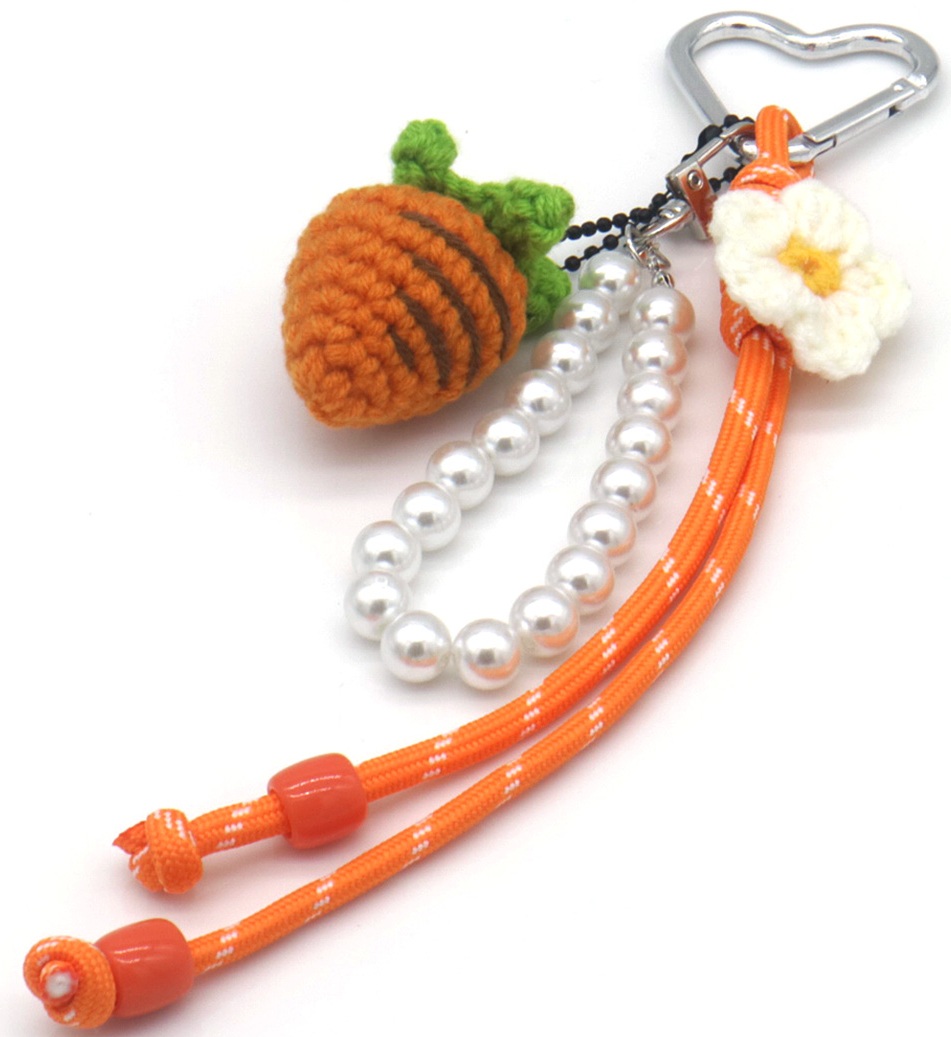 X-D3.3 KEY1025-005 Keychain Bagcharm Knitted Carrot