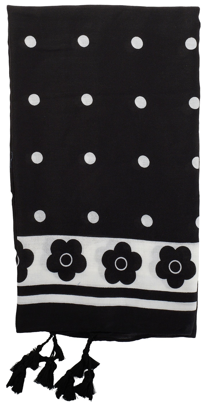 X-G1.1  SCARF1107-001-10 Summer Scarf Flowers - Tassels 180x90cm