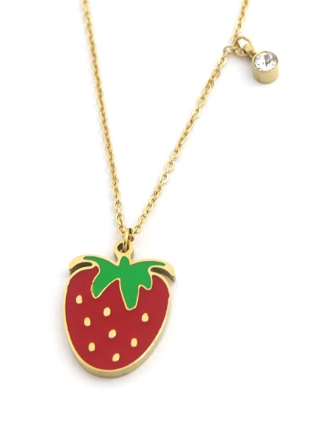 C-E22.2 N038-003G S. Steel Kids Necklace 20mm Strawberry 35-41cm C-E22.2 N038-003G S. Steel Kids Necklace 20mm Strawberry 35-41cm