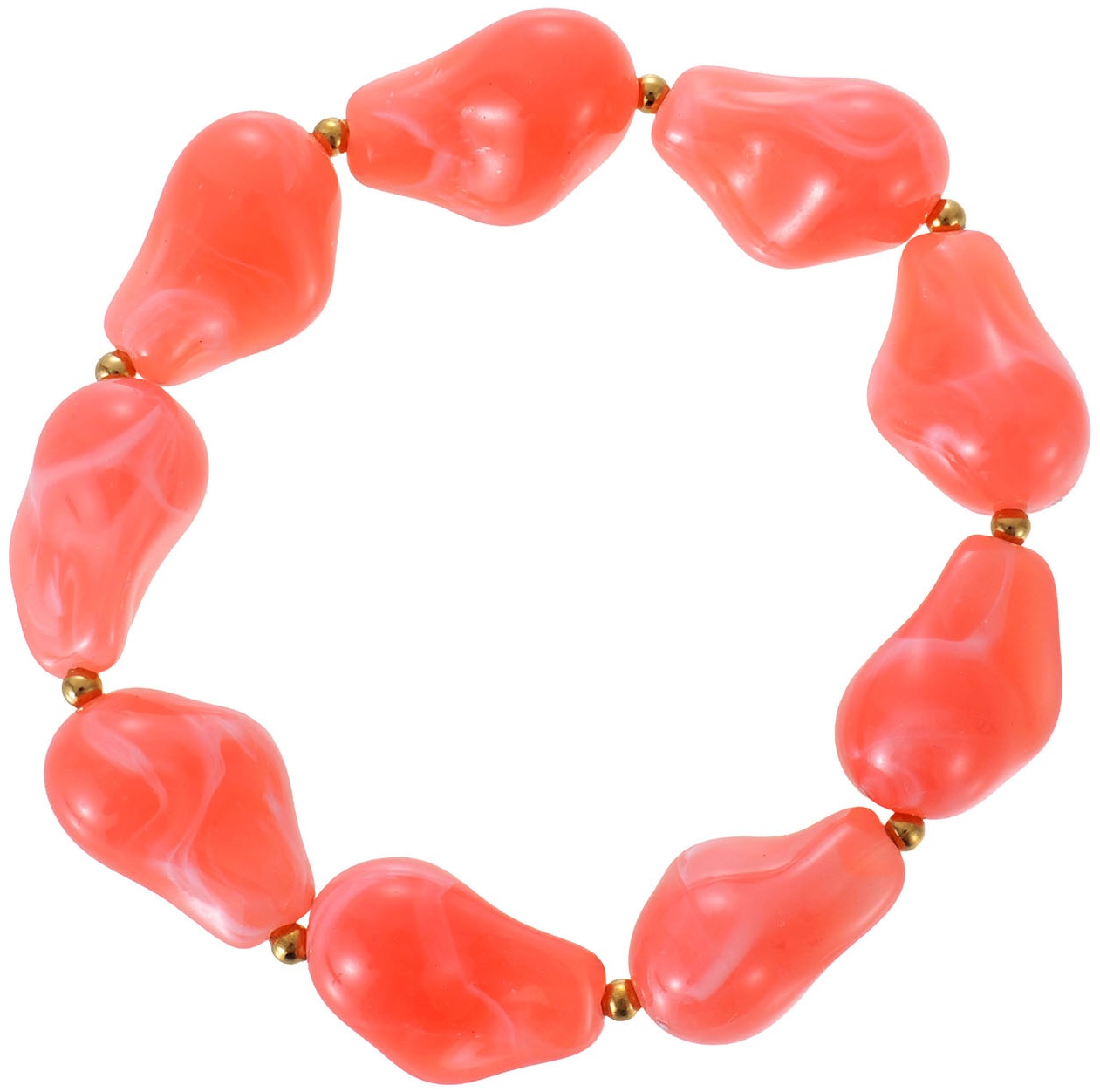 C-C3.2 BN1144-023-5 Steel BraceletAcrylic Beads Elastic Pink