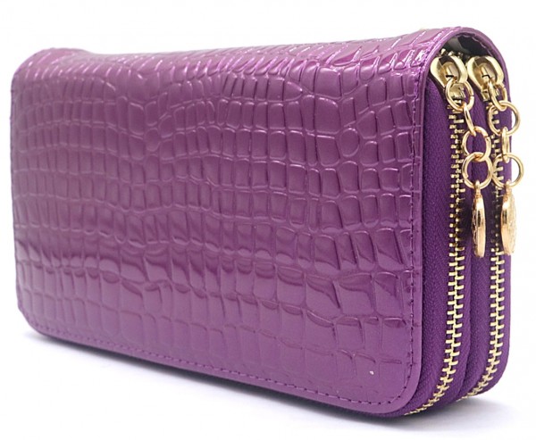 T-G8.2 WA004-008 PU Wallet Croco 19x10x3.5cm Purple
