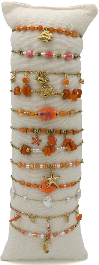 E-D12.1 B221-524-4 S. Steel Bracelet Set -12pcs Orange