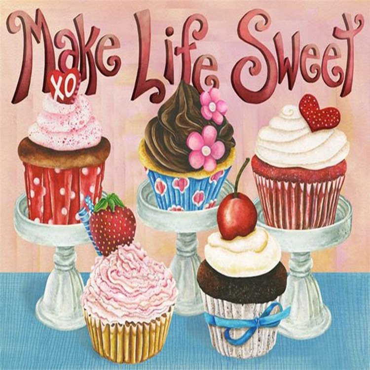 T-L2.2 DP24080302 Diamond Painting -Canvas 50x40cm - Painting 45x35cm Cake
