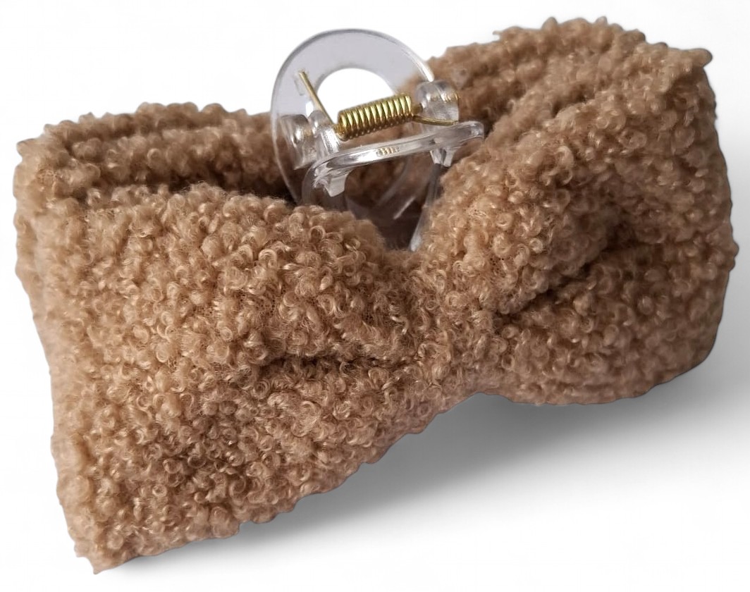 X-B3.1  H1039-021-5 Hair Claw Teddy Bow 10.5cm Brown
