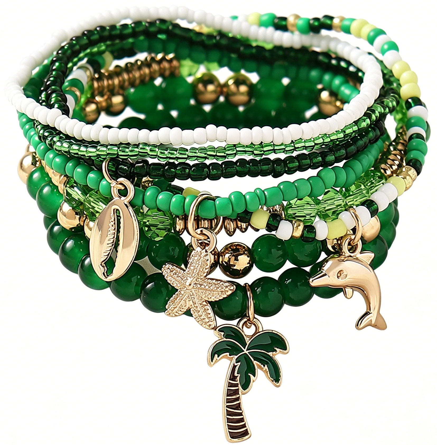 G-F6.4 B1670-062 Bracelet Set Palmtree Green